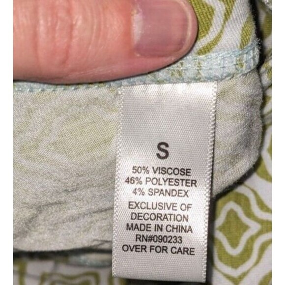 LA Hearts by Pacsun Pants S Womens Green Mod Print Split Flare Pull On High Rise - Picture 7 of 7